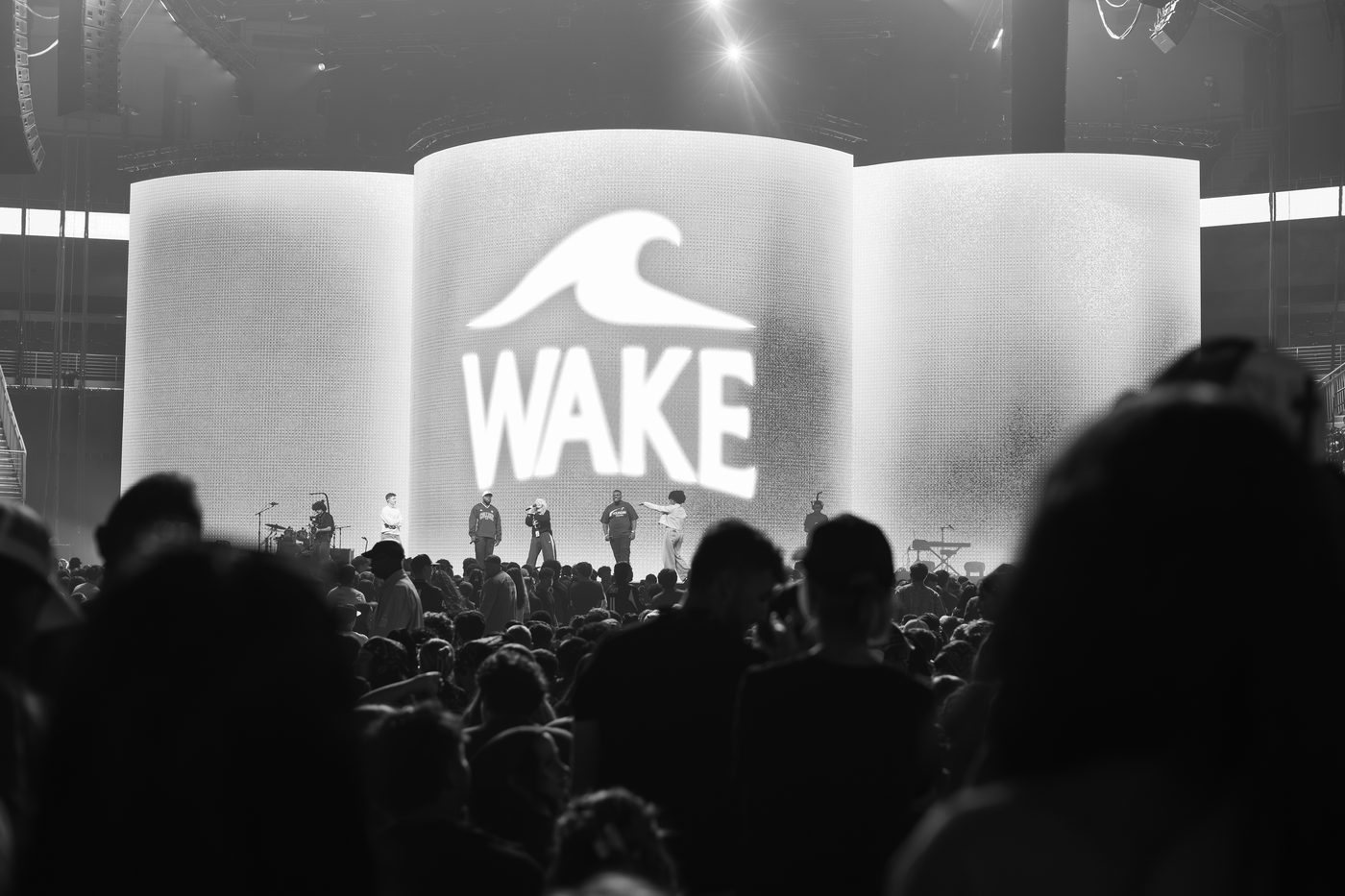 Silhouetted crowd before the WAKE main stage.